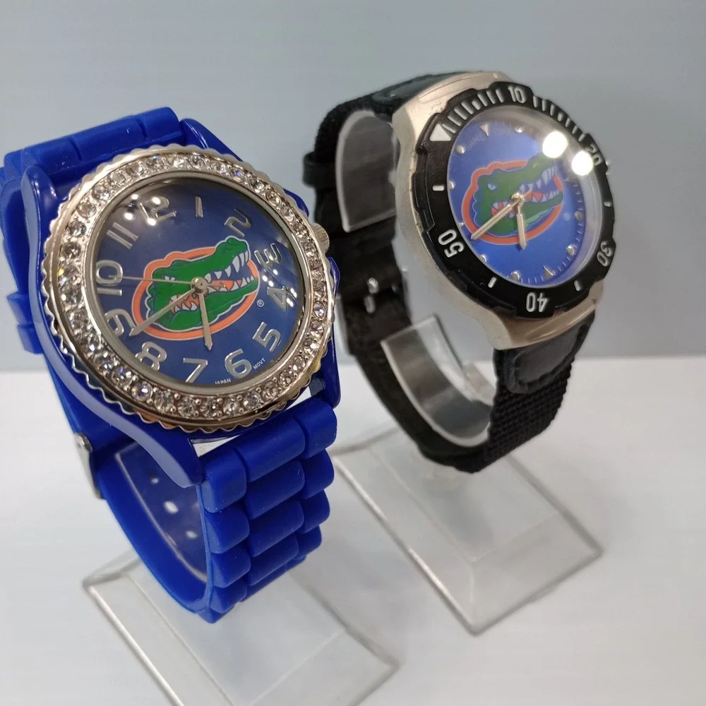 Lot of‎ 2 Florida Gators Watches Quartz Men's 39mm Blue & Black New Battery